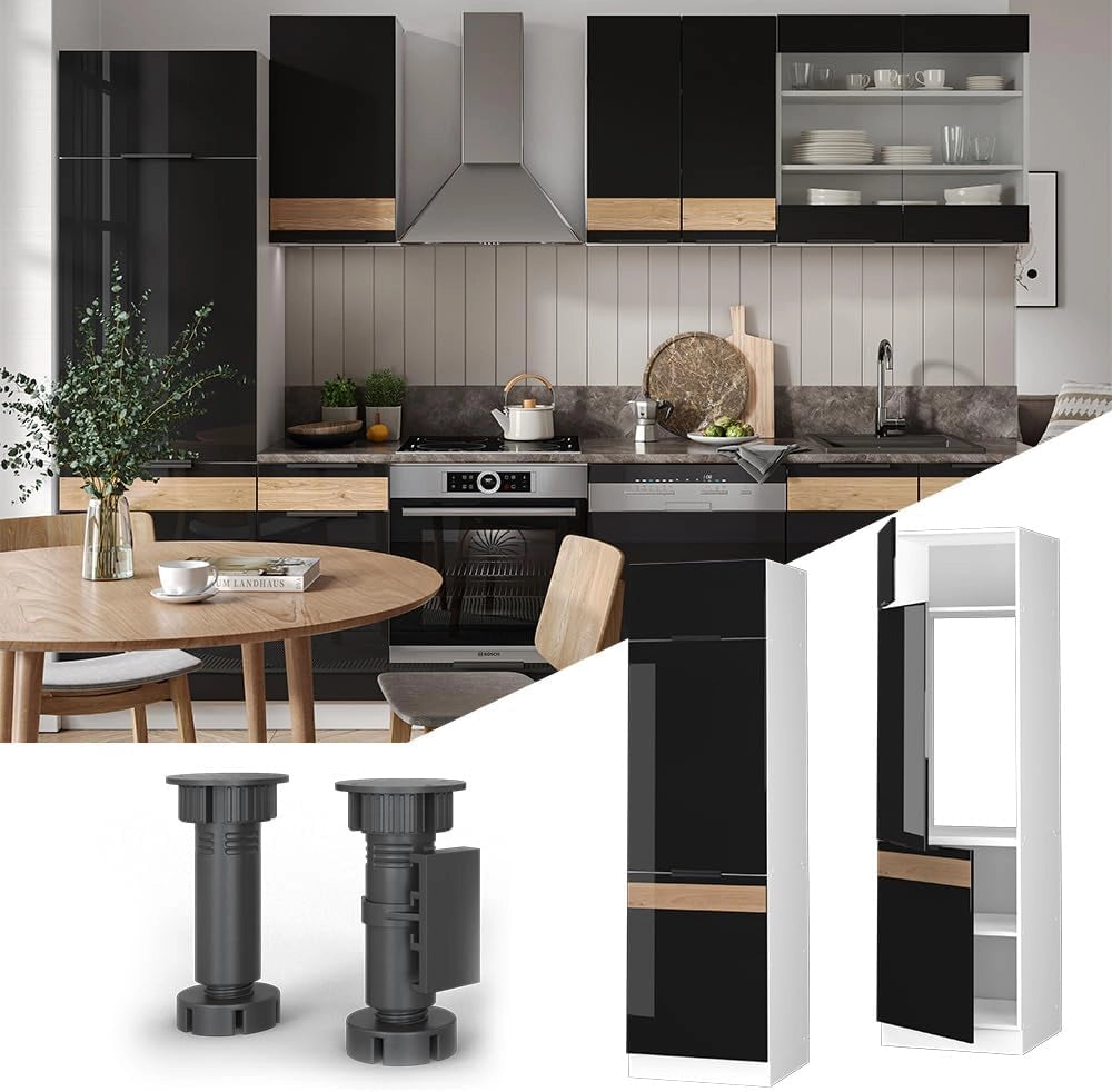 Armadio frigorifero Fame-Line, Rovere nero lucido, 60 cm, per la combinazione con altri moduli della serie Fame-Line