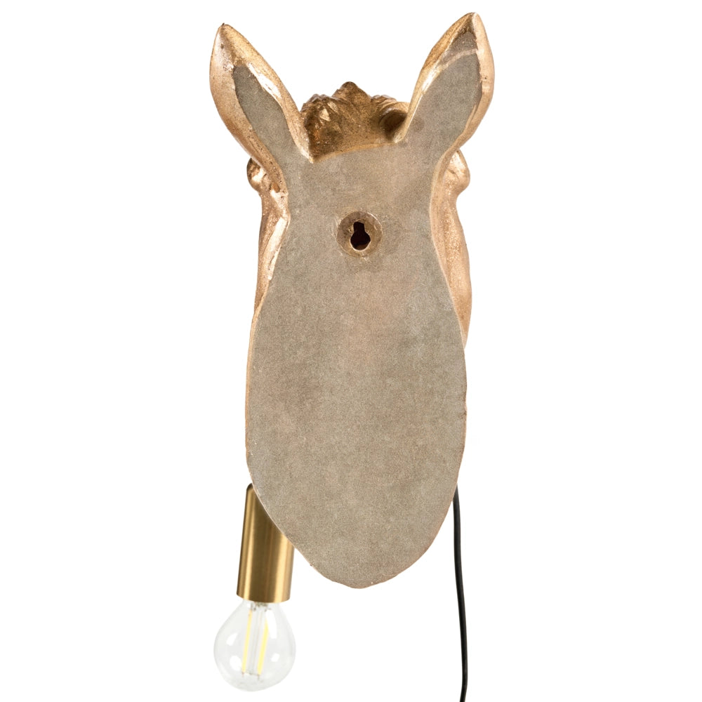 Lampada da parete in poliresina oro Luce da comodino Lampada da lettura Forma di cavallo a tema animale Soggiorno Camera da letto Stile Glam
