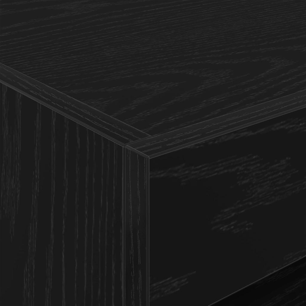 Comodino  con luci LED Rovere Nero 50x40x45 cm