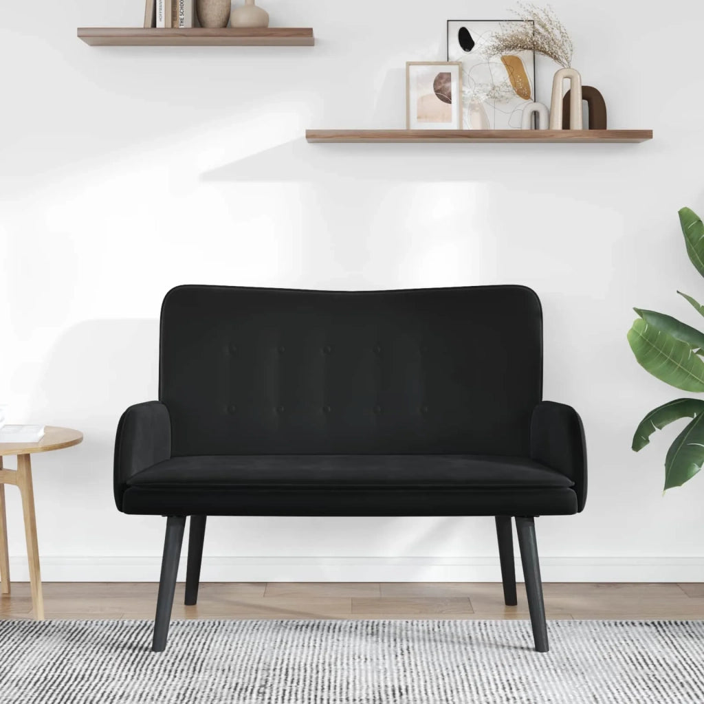 Sofa a Due Posti Nero 115 x 61 x 87 cm Velluto 42028918