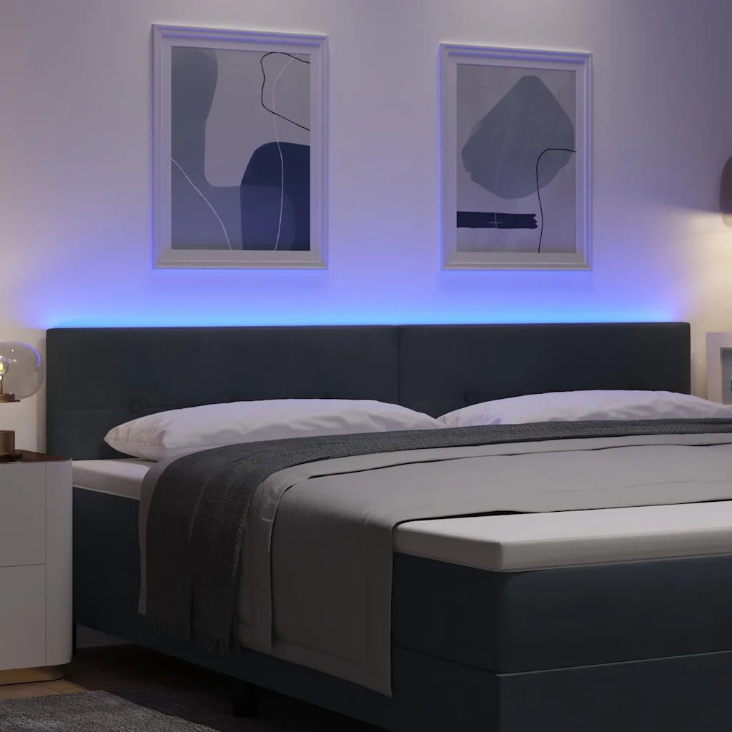 Testiera | Testata LED con strisce LED Grigio 200 cm Velluto
