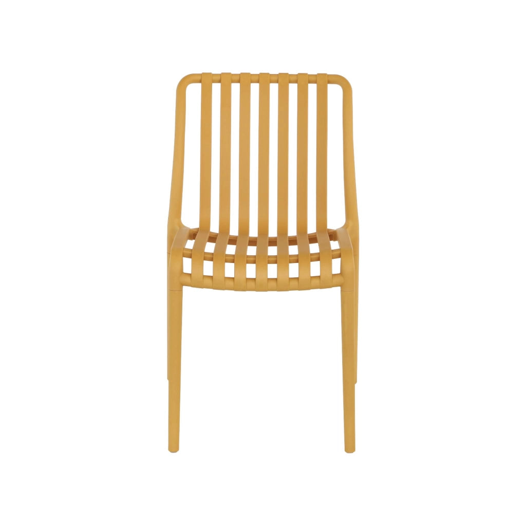 Set 4 sedie da giardino impilabili in plastica, mostarda