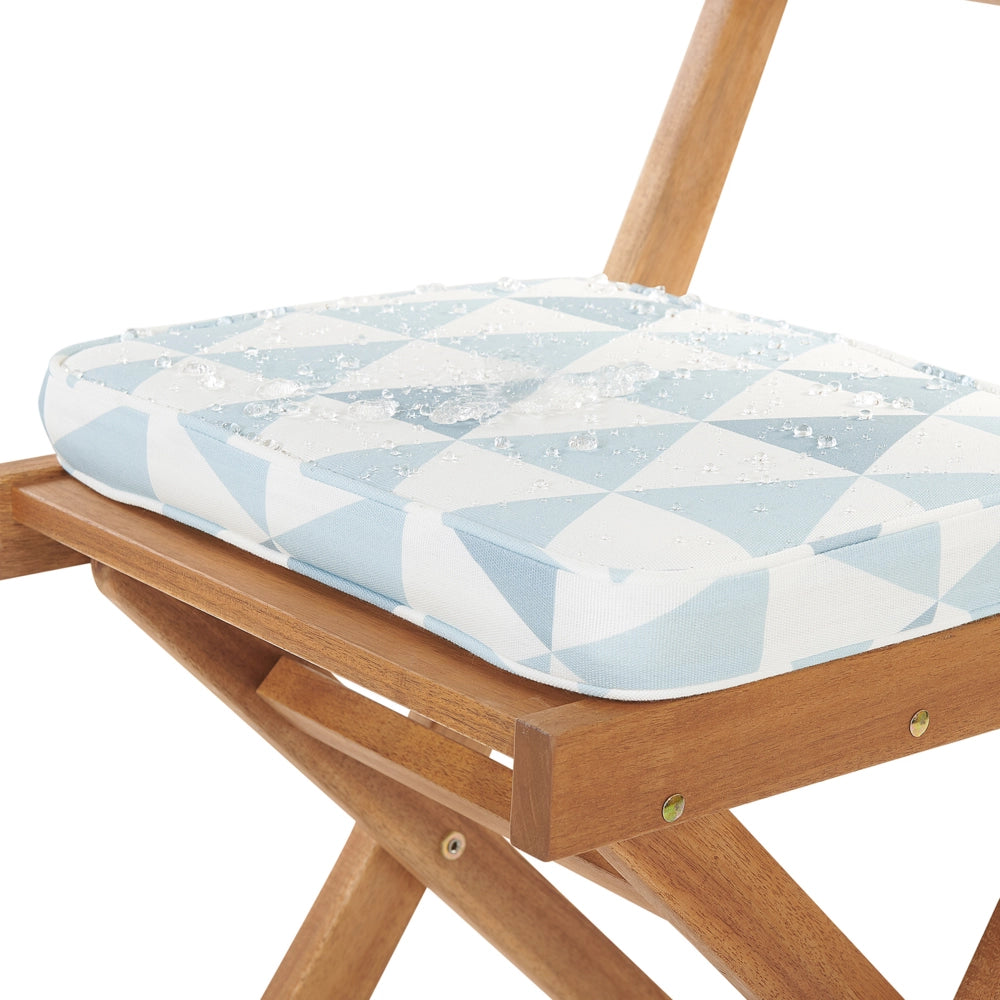 Set da bistrot 3 pezzi in legno massello di acacia chiaro cuscini pieghevoli a doghe design scandinavo moderno