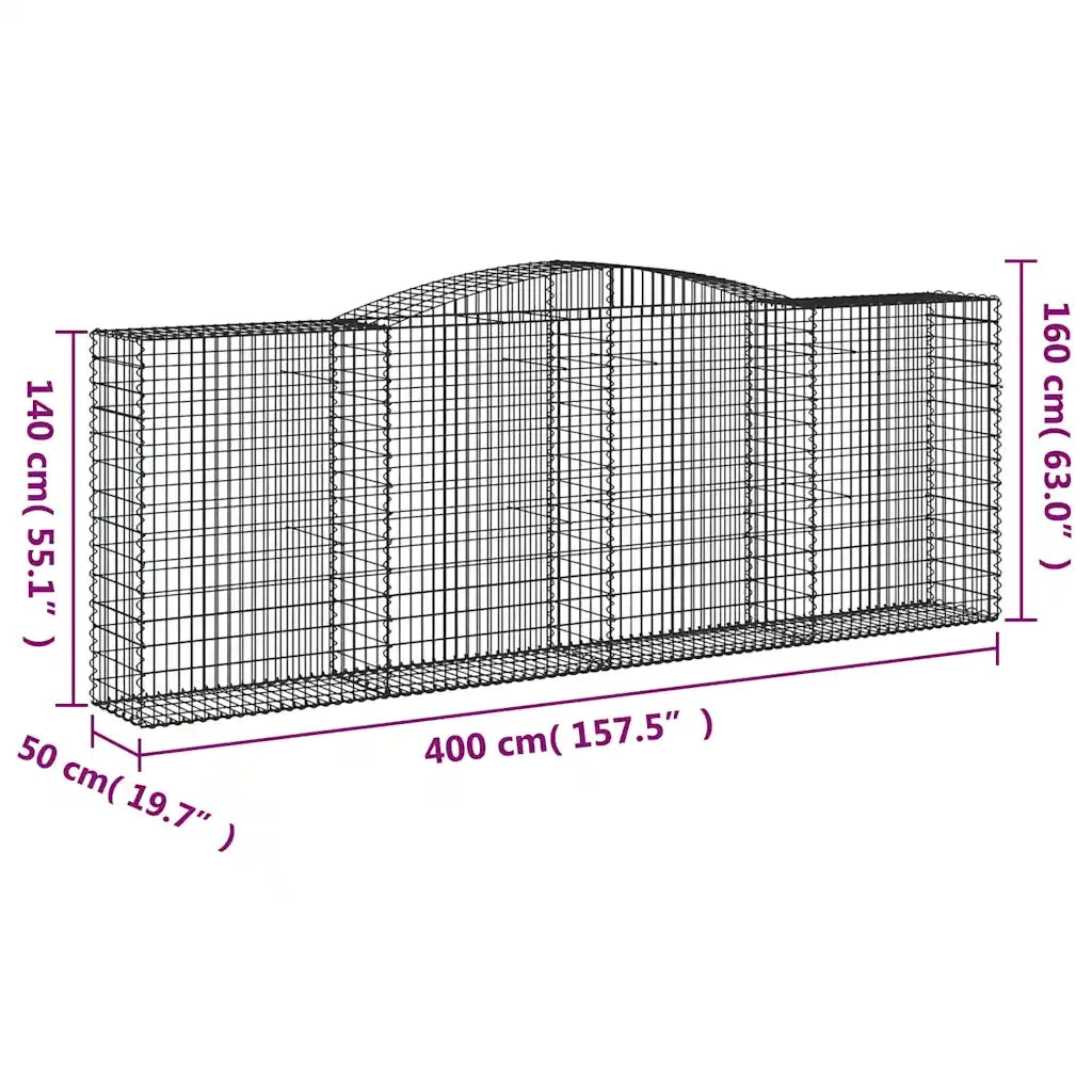Cesti Gabbioni ad Arco 5 pz 400x50x140/160 cm Ferro Zincato 3147025