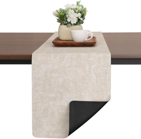 Tavolo decorativo moderno, doppio lato, antiscivolo, termoresistente, lavabile - per matrimoni, compleanni, feste - decorazione da tavola (bianco crema, 30x240cm)