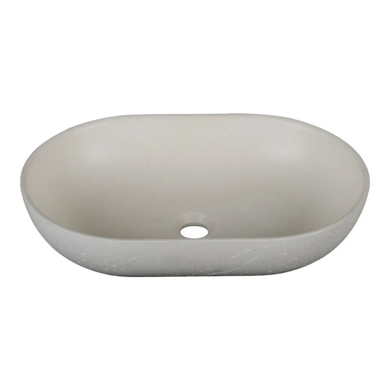 Lavabo da appoggio sabbia ovale bianco 530x350x130 mm senza piletta - Sandstone