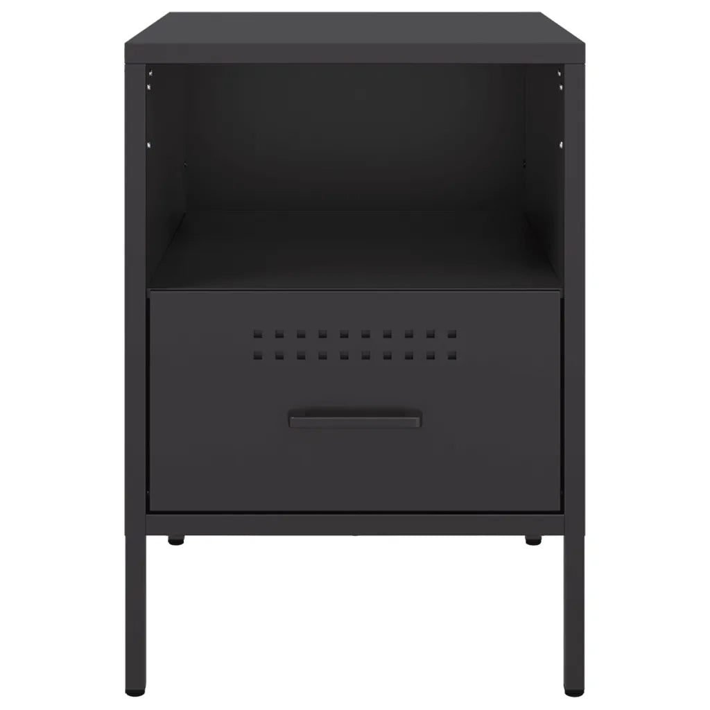 Set di 2 Comodini | Armadio da Notte | Mobiletto da notte Nero 36x39x50,5 cm in Acciaio