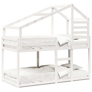 Letto singolo | Letto per adulti | Letto a Castello con Tetto Bianco 75x190 cm Legno Massello Pino