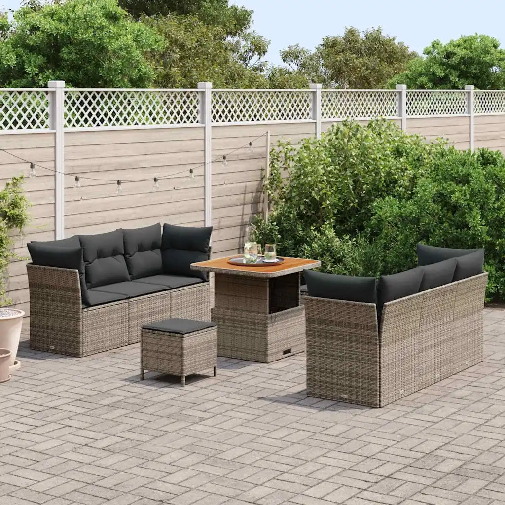 Set Divano da Giardino 9 pcs Grigio polyrattan 3361438