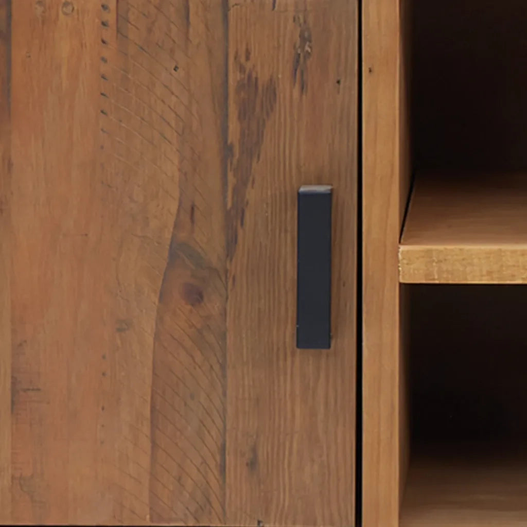 Mobile TV Marrone 110x35x48 cm Legno Massello di Pino Riciclato cod mxl 10110