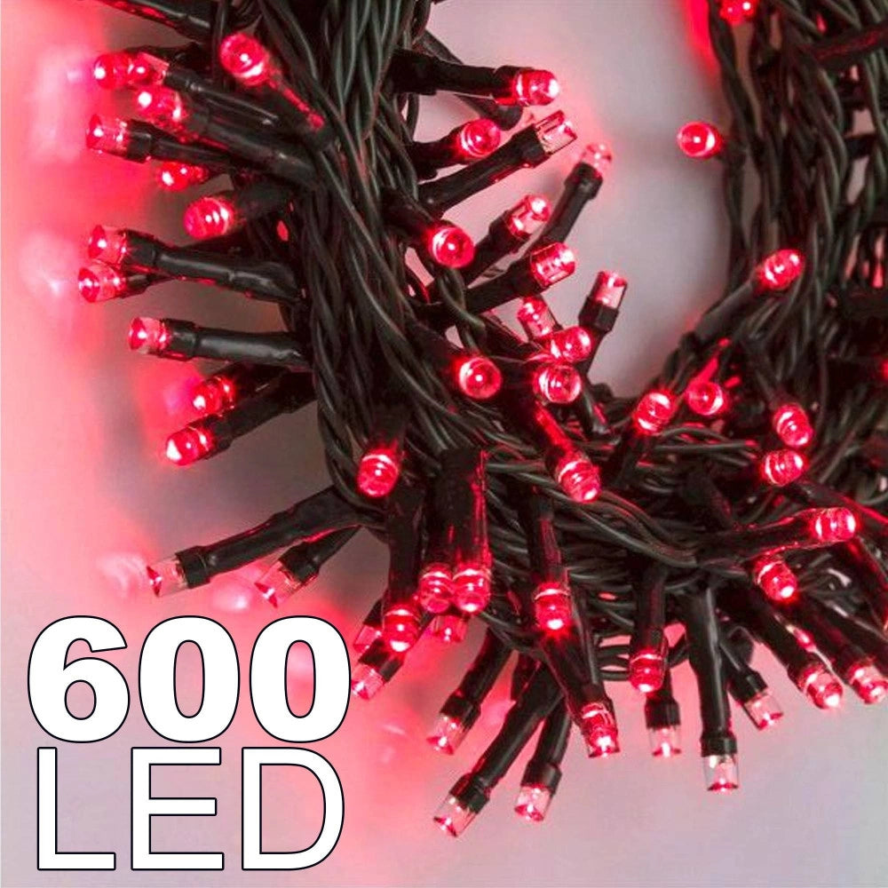 Trade Shop - Catena Luminosa 600 Luci Led Lucciole Colore Rosso Con Controller Uso Interno -