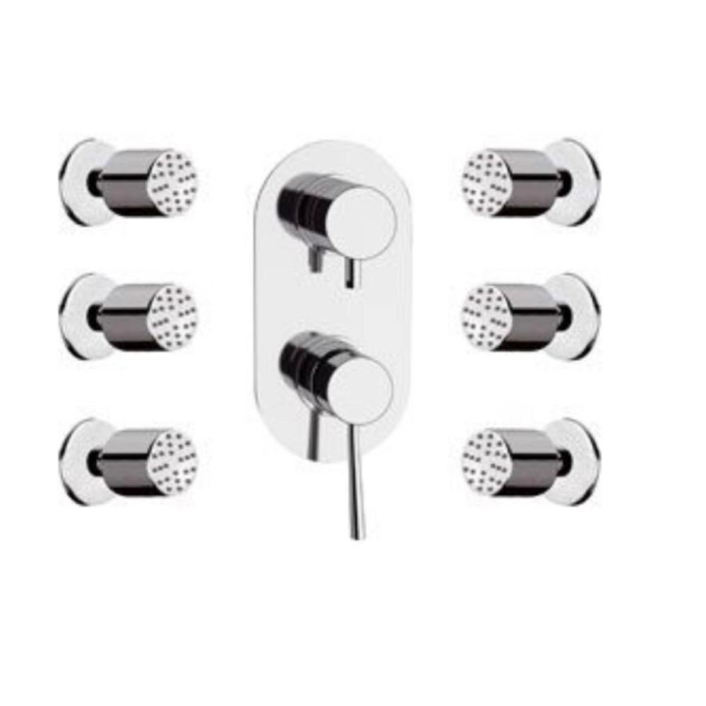 Set doccia composto da soffione minimale, saliscendi e miscelatore - serie minimal