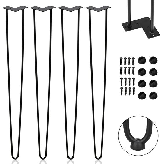 Set di sostegni per tavolo a forma di pinza - 4 pezzi - Nero - 2 gambe - Sostegni a forma di pinza - 72 CM
