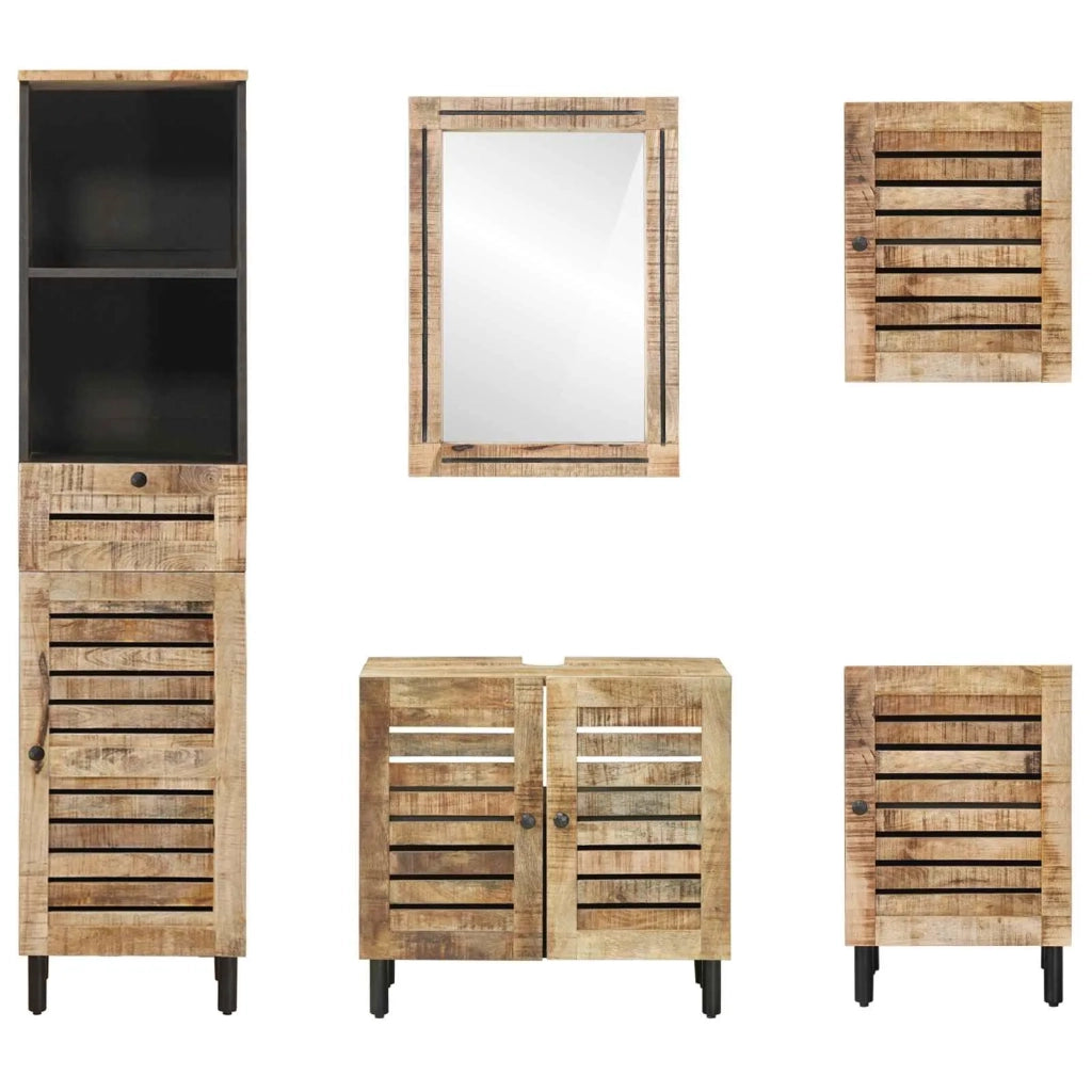 Set di Armadi da Bagno con porta 5 pcs Legno di mango massello 3310168