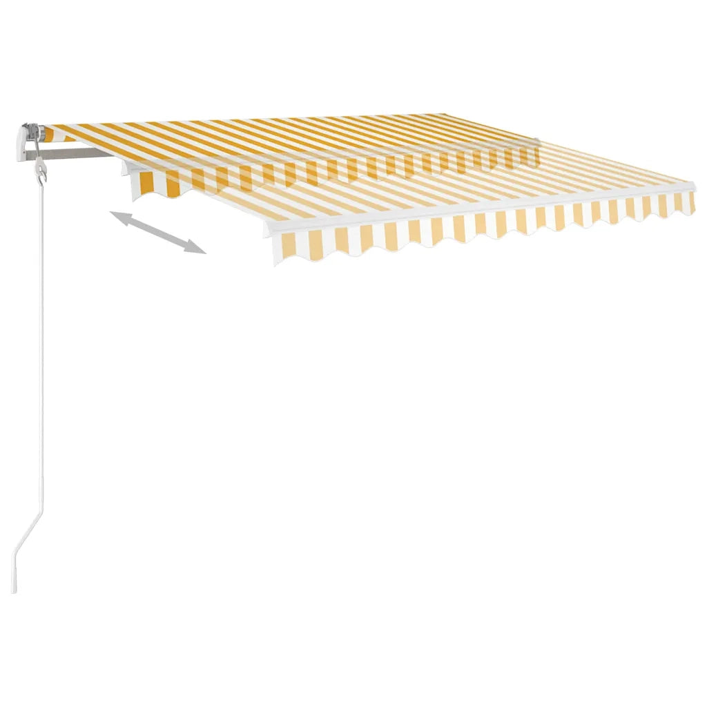 Tenda da Sole Retrattile Manuale e Pali 3x2,5 m Gialla e Bianca 3069898