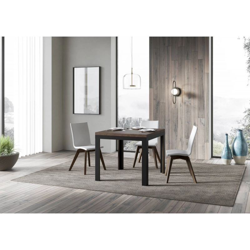 Tavolo apribile 90x90/180 cm Linea Libra telaio Antracite - Noce