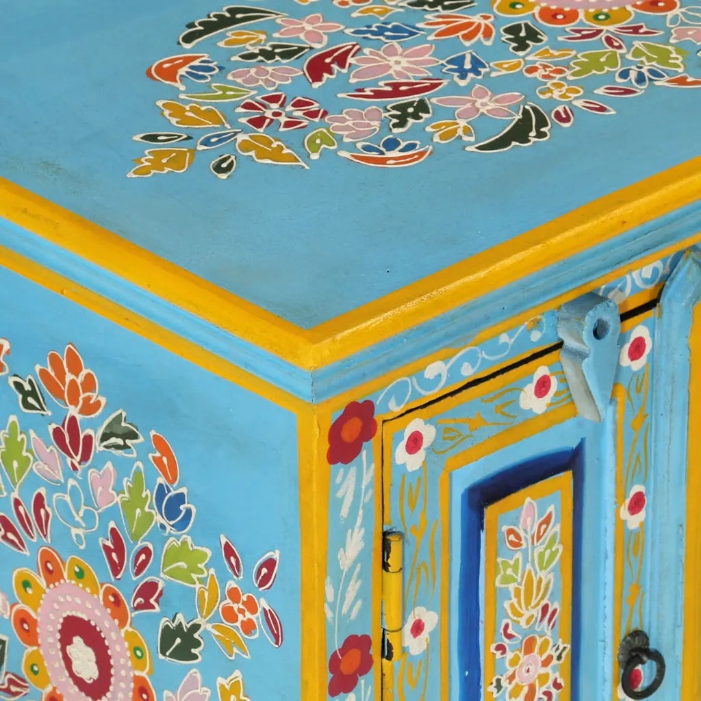 Mobile Porta TV Blu 110x30x40 cm in Legno Massello di Mango 353908