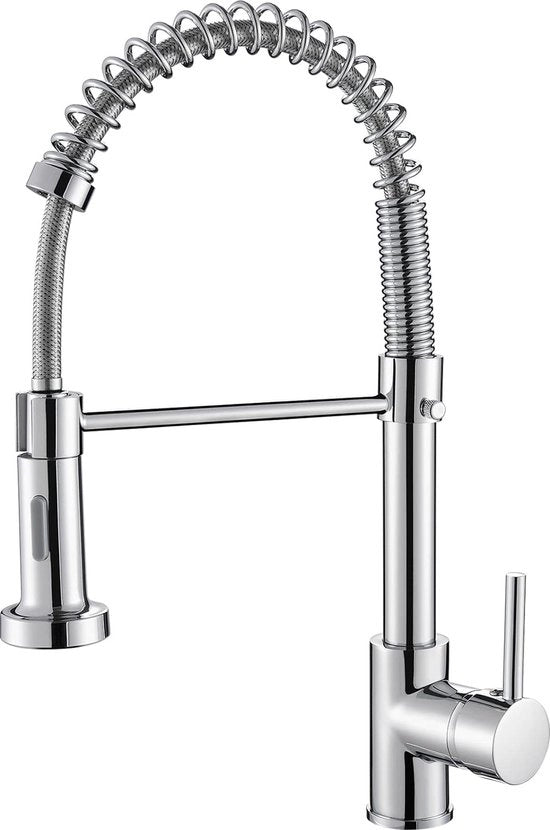 Lente Keukenkraan con Sproeier Douche Uittrekbare, 2 Funzioni di Sprezzo, 360° Rotazione, Mengkraan Keuken ad Alta Pressione (Acciaio Inox)