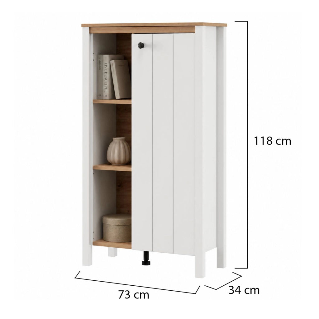 Mobile Espositore Galdo, Vetrina 4 Ripiani, 73x34x118h cm Bianco Opaco