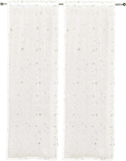 Tende Finestre Porta Interno 60x150 cm Coppia 2 Pz Semitrasparente Fiori Tortora