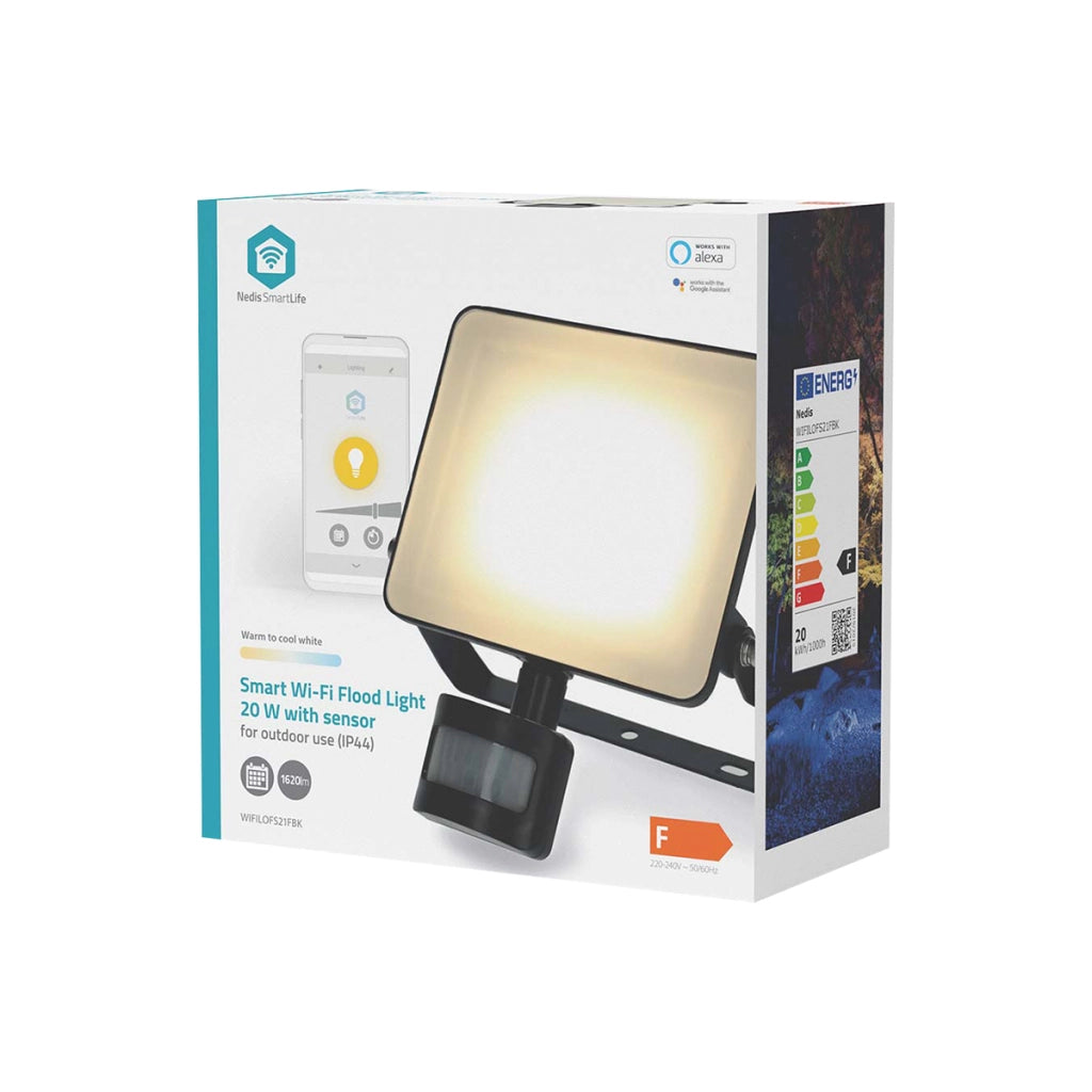 Faretto LED Connesso Wi-Fi con Sensore di Movimento 1500 lm 20W Nero Nedis