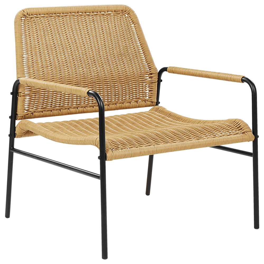 Set di 2 sedie da giardino naturale con telaio nero in rattan con struttura in metallo dal design moderno.