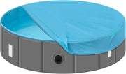Piscina Cani Gatti con Copertura, Vasca da Bagno Pieghevole Portabile, PVC Piscina per Animali Domestici, Pool Esterno Drenaggio Laterale Veloce, 80x20 cm