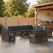 Set Divano da Giardino 14 pz Grigio e Grigio Scuro polyrattan 3437183