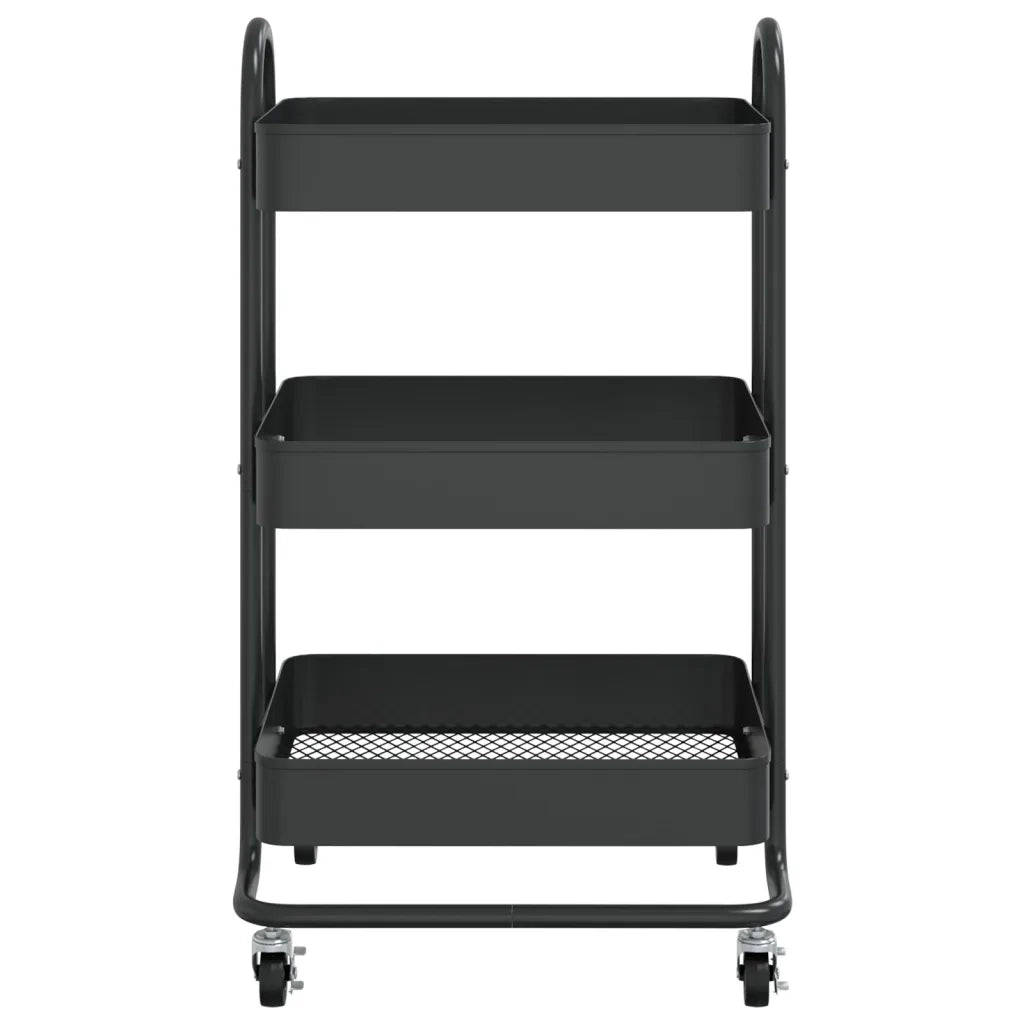 Carrello a 3 Livelli Nero 43x34x79 cm in Acciaio CFW7227424