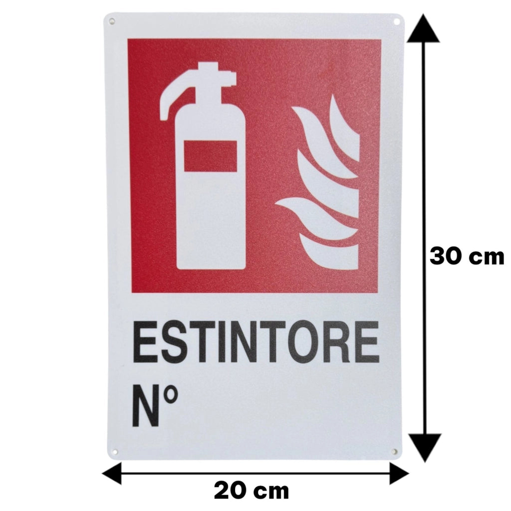 Cartello Estintore 30x20 cm con 4 Fori e Adesivi Posteriori 884906