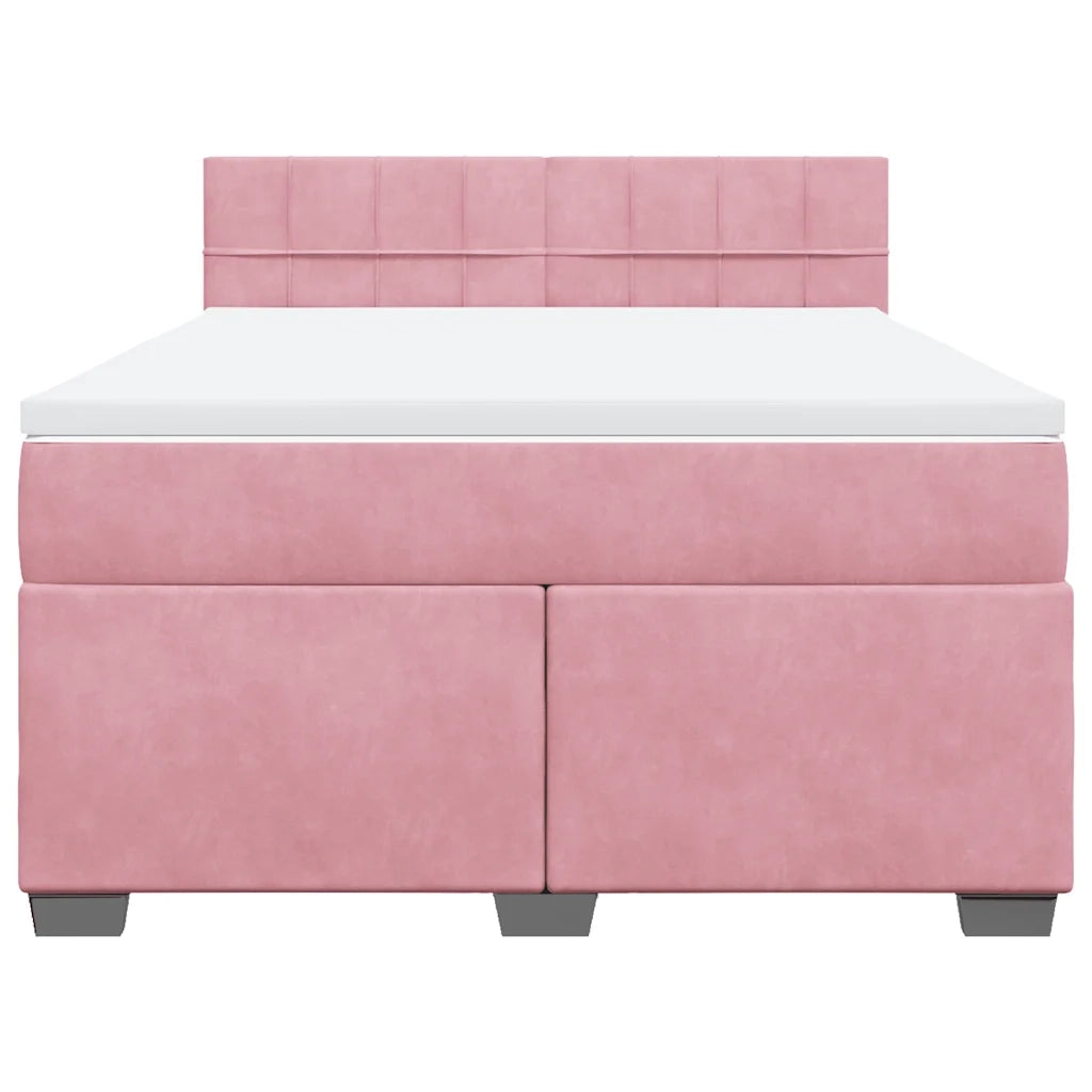 Giroletto a Molle con Materasso Rosa 160x200 cm in Velluto