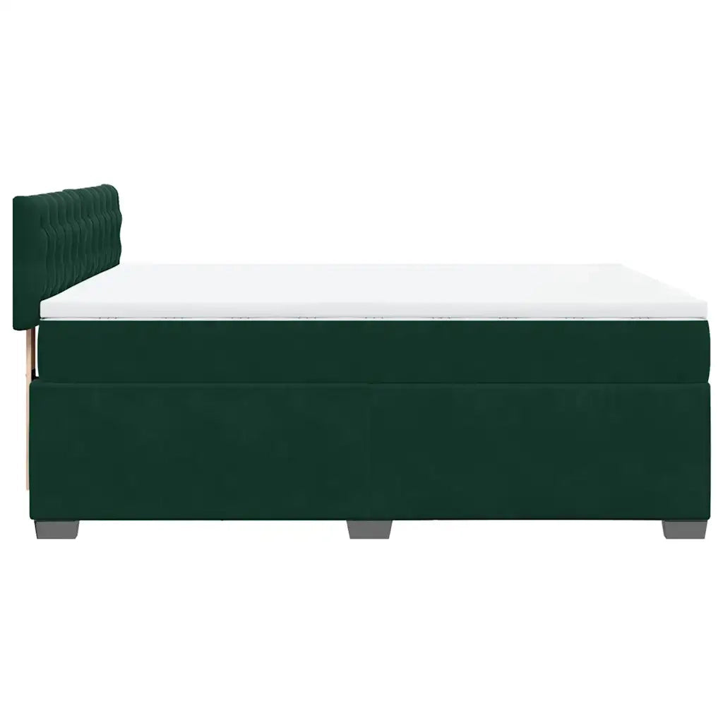 Giroletto a Molle con Materasso Verde Scuro 140x200 cm Velluto