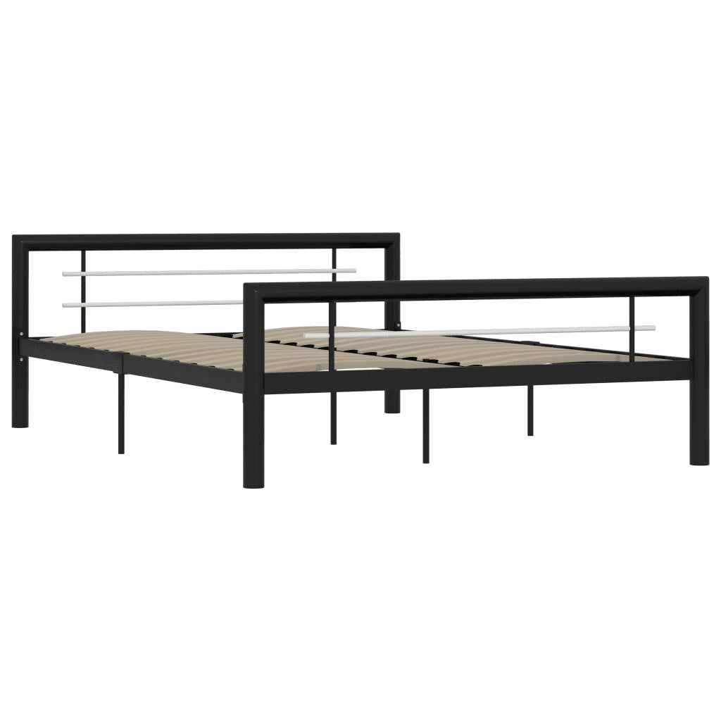 Giroletto-Struttura Letto Nero e Bianco in Metallo 160x200 cm