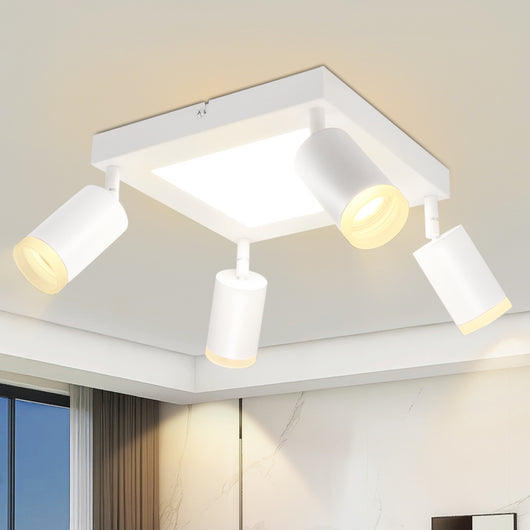 ZMH Faretto da soffitto 4 lampadine quadre 3000K GU10 installazione semplice bianco caldo orientabile 350° moderno