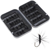 Ammasso di laccio per pesca al volo 40 pezzi - Box idrorepellente - Alta durezza - Elevata resistenza - Piume vivaci - Laccio per pesca al volo