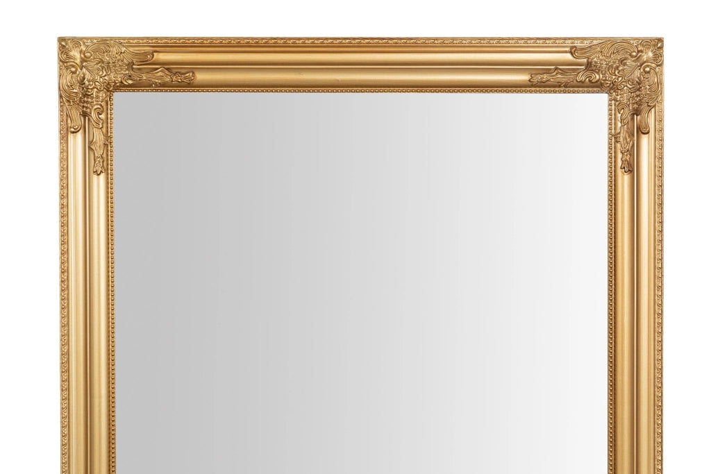 Biscottini Specchio Specchiera da parete e appendere verticale/orizzontale L73xPR4xH181 cm finitura foglia oro anticato.