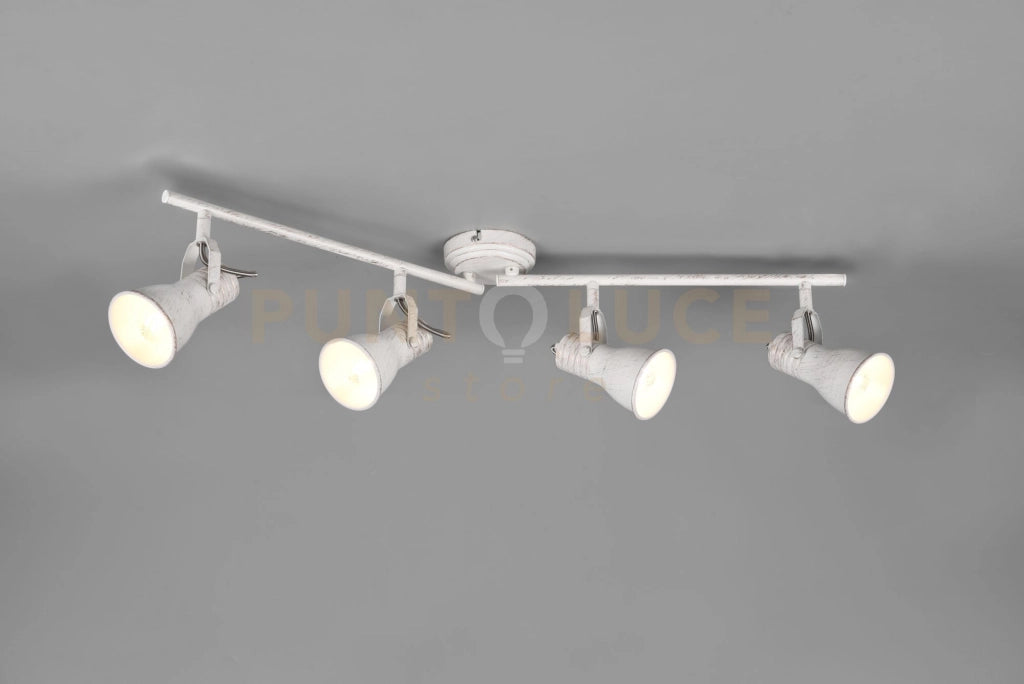 Barra STEAM barra 4 Faretti e portafarettis orientabili L.77cm  metallo bianco anticato 813400427