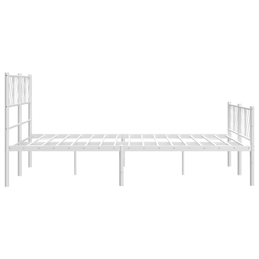 Giroletto con Testiera e Pediera Metallo Bianco 150x200 cm 372248
