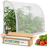 Serra da giardino addossata con struttura in metallo e telo in PE 1 porta 1 finestra Bianco 100x200x210 cm