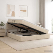 Letto con contenitore e materasso Crema 140 x 200 cm Velluto 3458566