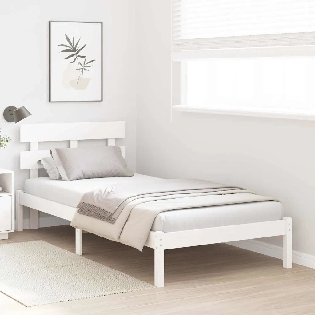 Struttura del letto Bianco 90 x 190 cm Legno massello di pino 872144