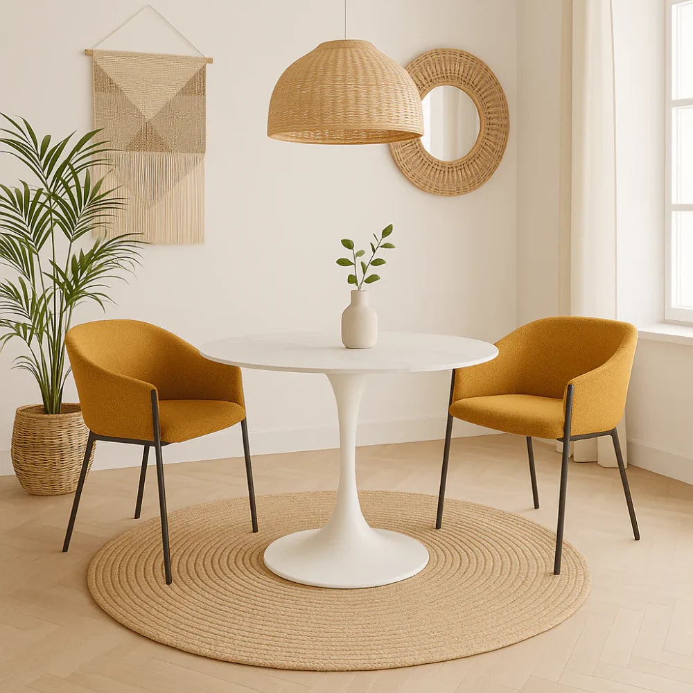 Tavolo da pranzo fisso in ceramica effetto marmo bianco Circe 120x120 cm fino a 6 posti | Duzzle