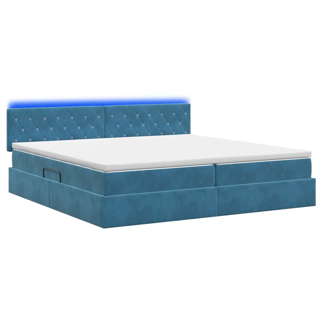 Letto con contenitore LED e materasso Blu Scuro 200 x 200 cm 3459214