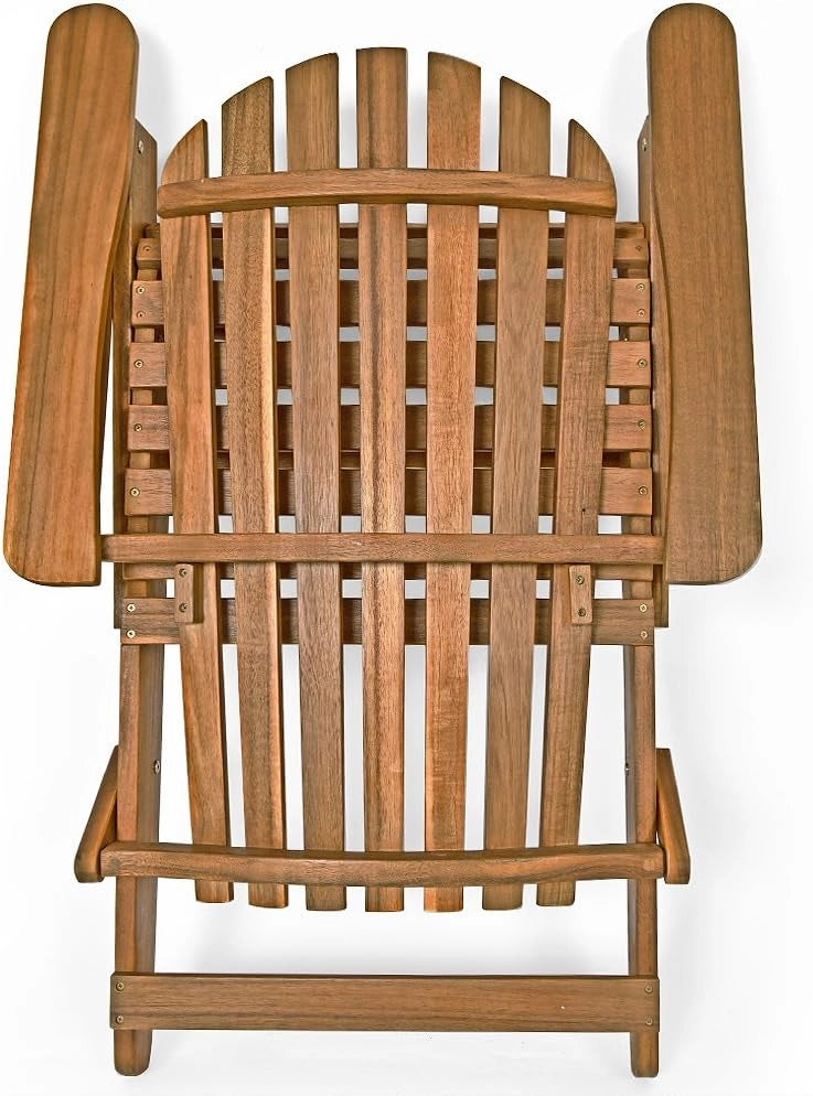 Deuba® Sedia prendisole relax Adirondack in legno d' acacia pieghevole estremità arrotondate per giardino o terrazza