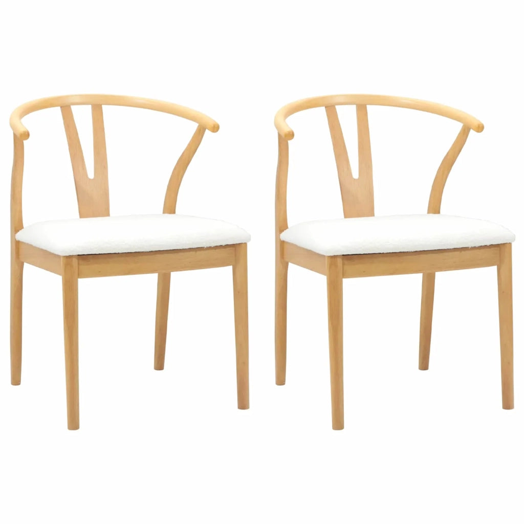 Sedia da pranzo 2 pcs Naturale e chiaro Legno di gomma solido