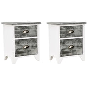 Set di 2 Comodini | Armadio da Notte | Mobiletto da notte Set con 2 Cassetti Grigio e Bianco