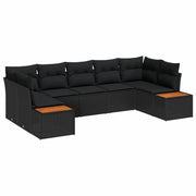 Set Divano da Giardino con cuscino 7 pcs Nero polyrattan 3348159
