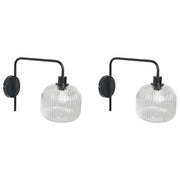 Set di 2 lampade da parete Paralume in vetro nero Lampada da parete Camera da letto Soggiorno Moderno industriale