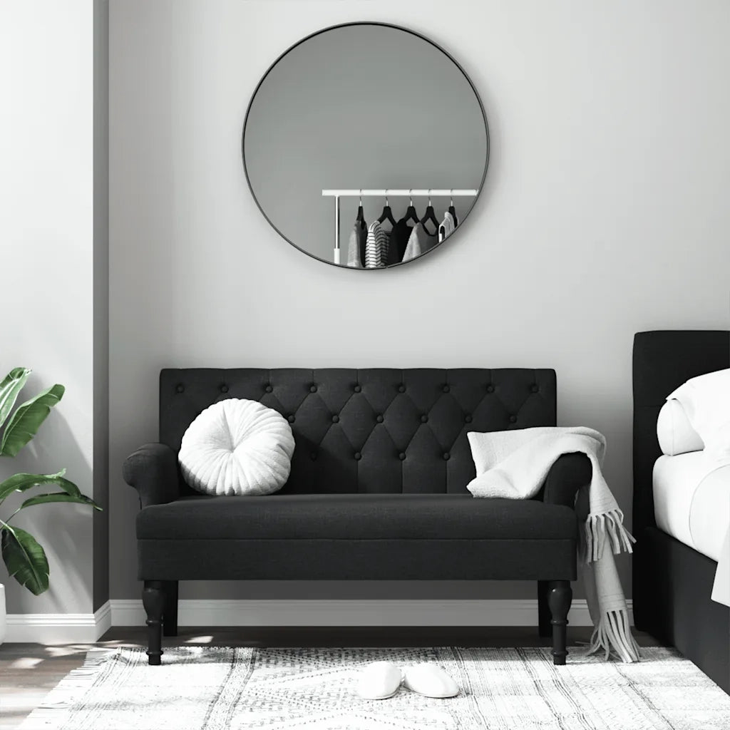 Panca con schienale nera 120x62x75,5 cm in tessuto 372122