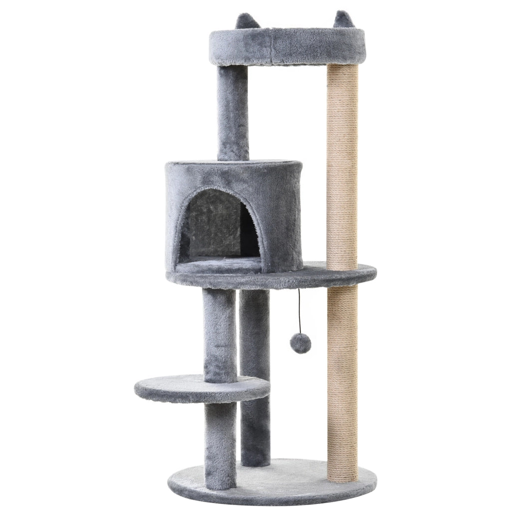 Albero tiragraffi per gatti con tana e colonne sisal ¨C Minimal ¨C Grigio 104 cm